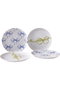 Hermia 2100002911001 Juego de Servir Pasteles Porcelana Azul 4 Piezas Apto Microondas Lavavajillas